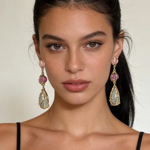 Bohemian Colorful Geometric Resin Drop Earrings For Women Vintage Alloy Teardrop Splicing Earrings Party Jewelry Gift