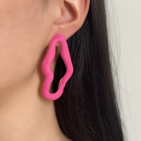 Orecchini a Bottone Coreani Minimalisti a Forma di Nuvola Svuotata in Lega di Zinco Multicolore per Donna Gioielli per Pendolarismo Quotidiano