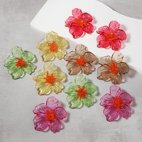 Overdreven Grote Transparante Acryl Bloem Oorknopjes Met Roestvrijstalen Oorsteker Botanische Bloemen Oorbellen Voor Vrouwen