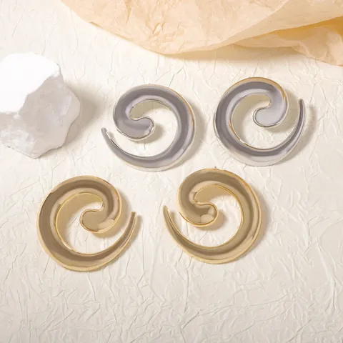 Orecchini a Bottone a Spirale Geometrica Vintage Grandi Orecchini in Lega a Vortice Con Perno in Acciaio Inossidabile Per Donna Uomo