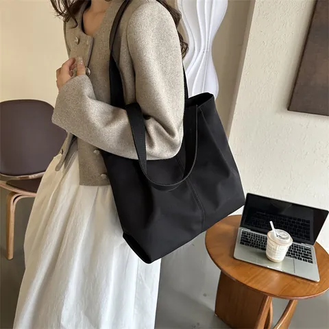 Bolso Tote de Lona de Gran Capacidad para Mujer Moda Simple Casual Bolso de Hombro Estudiante Universitario Compras