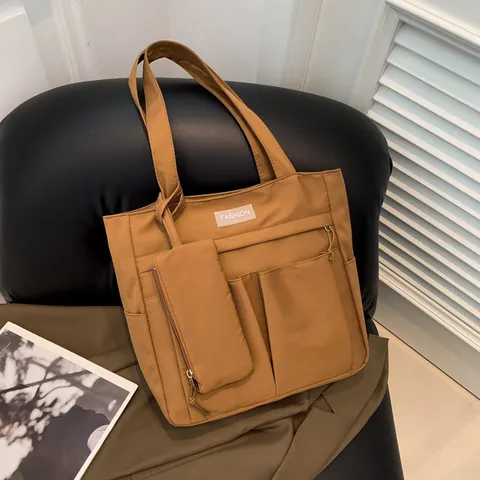 Große Nylon Tragetasche Für Damen Minimalistische Schultertasche Mit Vielen Taschen Und Kleinem Beutel Koreanischer Stil Mode Handtasche Für Schule Arbeit