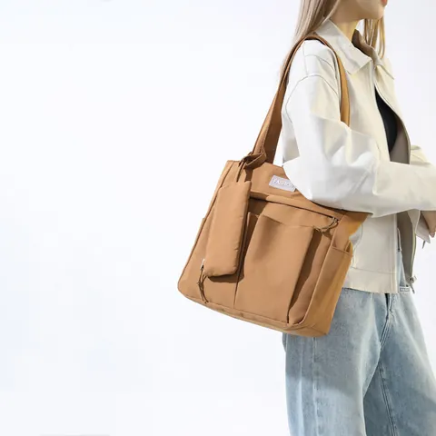 Große Nylon Tragetasche Für Damen Minimalistische Schultertasche Mit Vielen Taschen Und Kleinem Beutel Koreanischer Stil Mode Handtasche Für Schule Arbeit