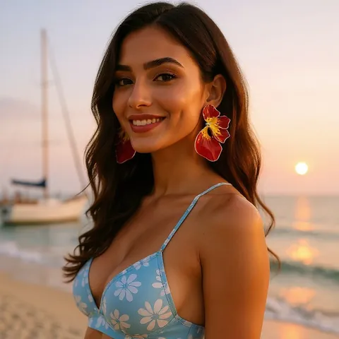 Pendientes de Botón Florales Grandes Bohemios para Mujer Pendientes de Pétalos de Flores con Esmalte Único Joyería