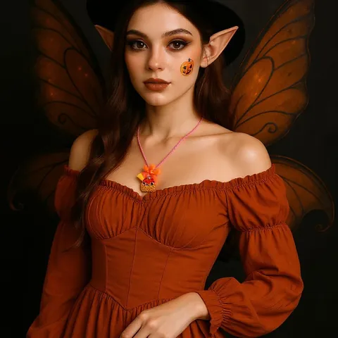 Collana con Pendente Halloween Zucca Caramella di Mais Corda Intrecciata Rosa Lega Resina Gioielli Cartoon per Bambine Ragazze Festa