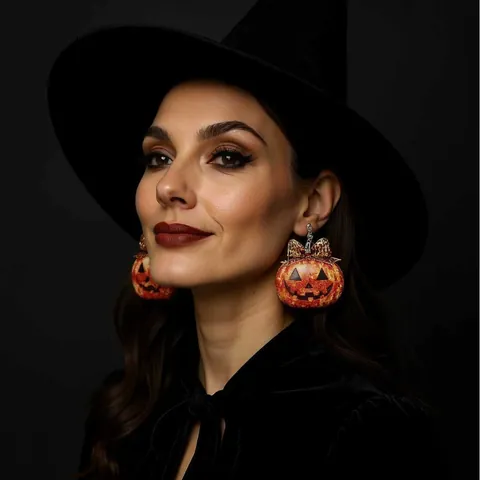 Halloween Δημιουργικά Ακρυλικά Σκουλαρίκια Κρεμαστά Κολοκύθα Με Λεοπάρ Φιόγκο Για Γυναίκες Σκοτεινό Αστείο Στυλ Κοσμήματα Πάρτι