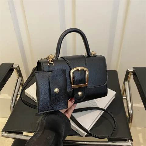 Vrouwen Mode PU Leer Kleine Vierkante Tas Crossbody Schoudertas Handtas Grote Gouden Gesp Lychee Textuur Hoofdtas Mini Zakje