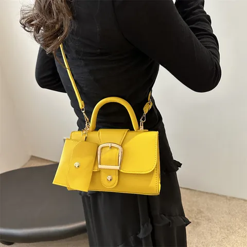 Vrouwen Mode PU Leer Kleine Vierkante Tas Crossbody Schoudertas Handtas Grote Gouden Gesp Lychee Textuur Hoofdtas Mini Zakje