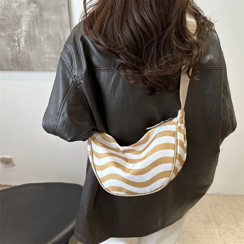 Mode Kontrast Streifen Blumen Schulter Unterarmtasche Große Kapazität Hobo Tasche Casual Alltag Pendeln Umhängetasche Für Damen