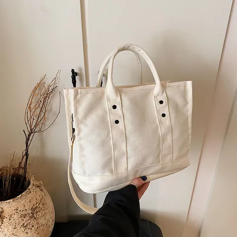 Borsa Tote in Tela alla Moda da Donna Grande Capacità Borsa a Tracolla Casual Versatile con Tracolla Rimovibile Borchie