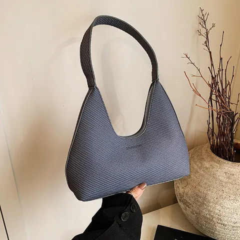 Women Fashion PU Leather Hobo Underarm Bag Woven Texture Large Capacity Single Shoulder Bag For Daily Commute Work