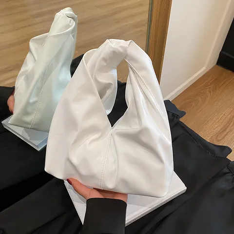 Women's Fashion Knotted Handle PU Leather Handbag Pleated Hobo Bag Minimalist Commute Slouchy Bucket Bag Daily Shoulder Bag