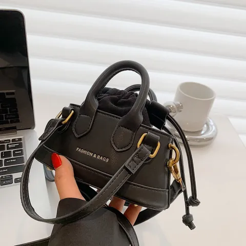 Borsa a Tracolla in Pelle PU Mini di Moda Per Donna Piccola Borsa a Spalla con Coulisse Graziosa Borsa a Mano Quotidiana