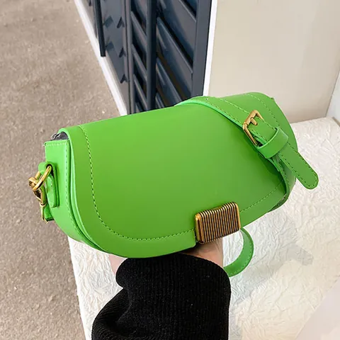 Bolso Bandolera Retro de Cuero PU para Mujer Color Sólido Urbano Simple Bolso de Hombro Con Correa Ajustable Cierre Metal