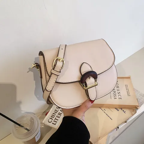 Bolso de Montura Vintage de Cuero PU para Mujer Con Hebilla de Textura de Madera Correa Ajustable Bolso Bandolera Retro
