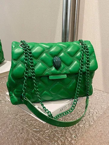 Women Quilted Rhombus Chain Shoulder Bag Minimalist PU Leather Crossbody Bag With Bird Head Decoration Fashion Square Bag