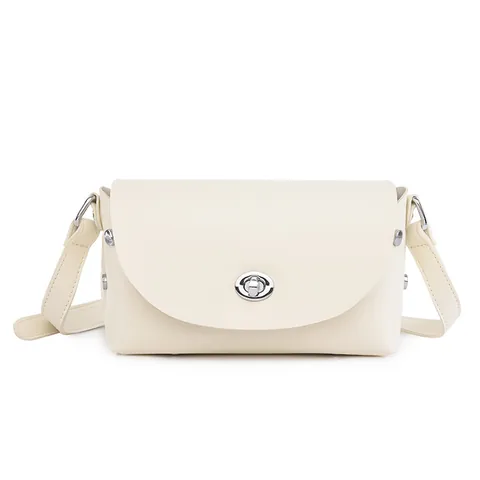 Korean Style Minimalist PU Leather Small Square Crossbody Bag Women Fashion Solid Color Shoulder Bag With Metal Twist Lock