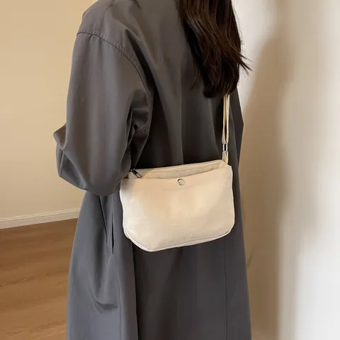 Damen Japanisch Minimalistisch Segeltuch Umhängetasche Klein Einfarbig Handytasche Mit Verstellbarem Breitem Gurt Lässig Reise Tasche