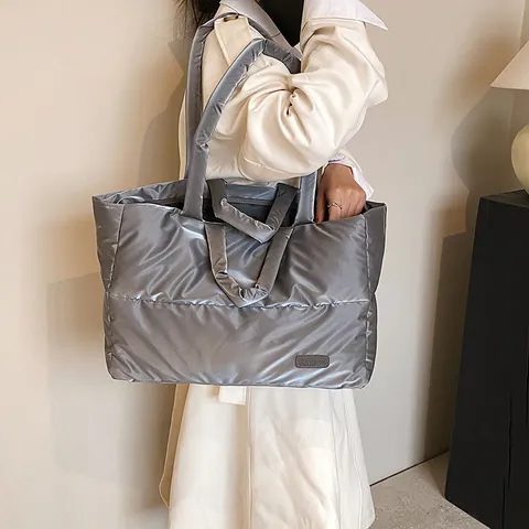 Borsa Tote Trapuntata da Donna Grande Capacità Imbottita in Oxford per Viaggi Invernali Borsa a Tracolla con Manico Superiore