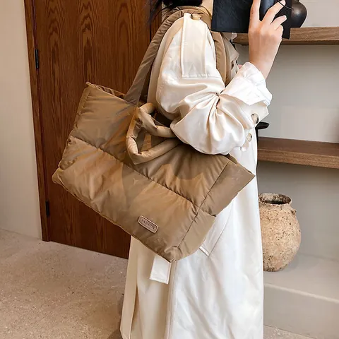 Borsa Tote Trapuntata da Donna Grande Capacità Imbottita in Oxford per Viaggi Invernali Borsa a Tracolla con Manico Superiore