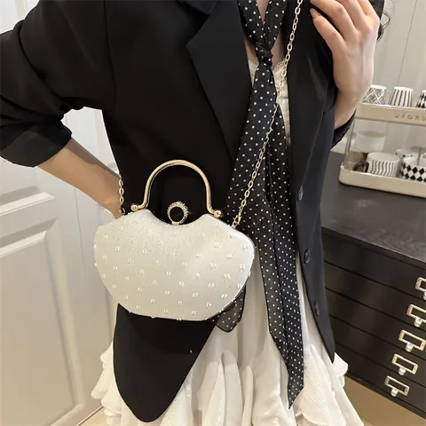 Ins Mode Strass Avondtas Voor Vrouwen Metalen Handvat Kettingriem Clutch Banket Feest Handtas Bruiloftstas