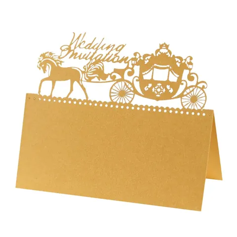 European Style Laser Cut Wedding Place Cards Pearlescent Paper Hollow Carriage Design Party Table Name Cards For Banquet Decoration
