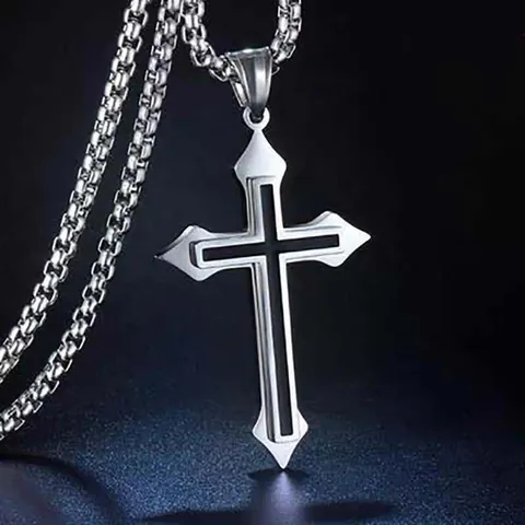 Collier Pendentif Croix en Acier Titane Vintage pour Hommes Femmes Bijoux de Croix en Acier Inoxydable Gothique Punk