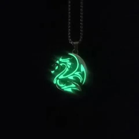 Vintage Dragon Totem Luminous Pendant Necklace For Men Women Stainless Steel Chain Glowing In The Dark Hip Hop Party Jewelry