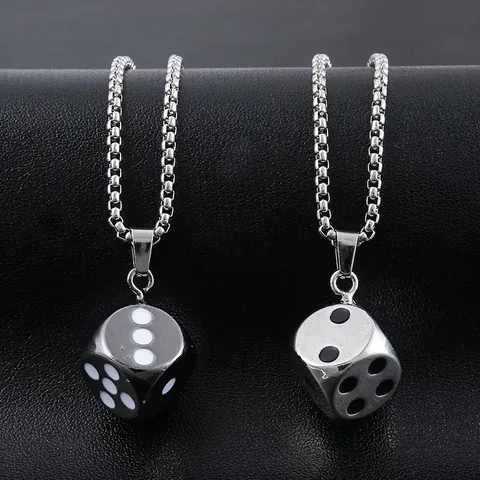 Hip Hop Dice Pendant Necklace For Men Women Titanium Steel Long Keel Chain Alloy Punk Streetwear Jewelry Couple Accessories