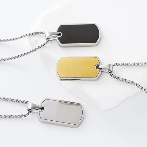 Collier Pendentif Dog Tag en Acier Inoxydable pour Hommes Style Militaire Décontracté Finition Métal Brossé Bijoux Cadeau pour Lui