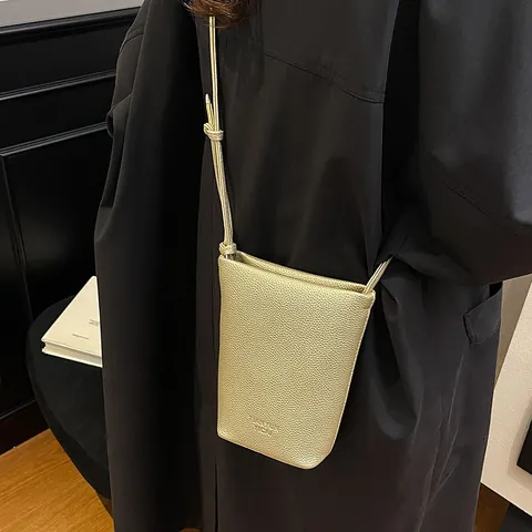 Vintage PU Leather Bucket Bag For Women Minimalist Litchi Grain Small Shoulder Bag Crossbody Phone Bag Fashion Daily Handbag
