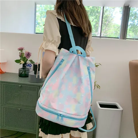 Damen Mode Sport Sporttasche Wasserdicht Nylon Rucksack Große Kapazität Trocken Nass Trennung Fitness Yoga Tasche Reise Lagerung