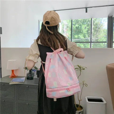Damen Mode Sport Sporttasche Wasserdicht Nylon Rucksack Große Kapazität Trocken Nass Trennung Fitness Yoga Tasche Reise Lagerung