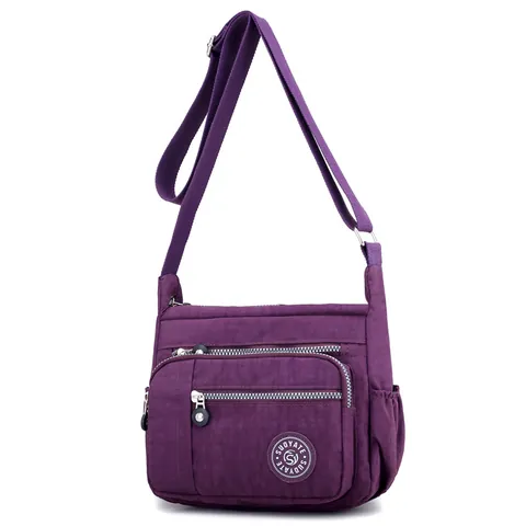 Women Multi-Pocket Nylon Crossbody Bag Lightweight Waterproof Shoulder Messenger Bag Casual Travel Satchel Purse