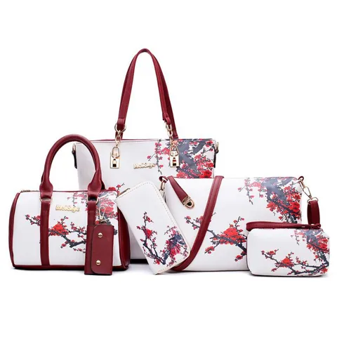 Conjunto de Bolsos de Moda para Mujer Cuero de PU Estampado Floral Bolso de Mano Bolso de Hombro Conjunto de Varias Piezas Para El Trabajo Diario Compras Regalo Elegante