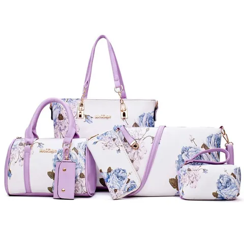 Conjunto de Bolsos de Moda para Mujer Cuero de PU Estampado Floral Bolso de Mano Bolso de Hombro Conjunto de Varias Piezas Para El Trabajo Diario Compras Regalo Elegante
