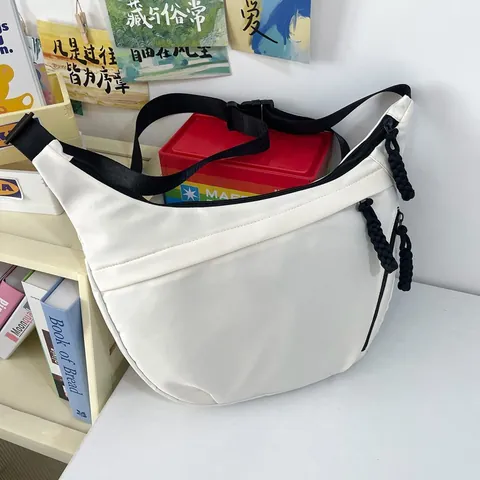 Borsa a Tracolla in Nylon di Grande Capacità per Donna Borsa a Mezzaluna Semplice Casuale Tracolla Regolabile Borsa a Spalla