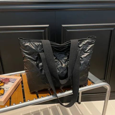 Γυναικεία Casual Καπιτονέ Τσάντα Tote Μεταλλική Γυαλιστερή Μεγάλης Χωρητικότητας Τσάντα Ώμου Με Ανάγλυφο Σχέδιο Φιόγκο Handbag