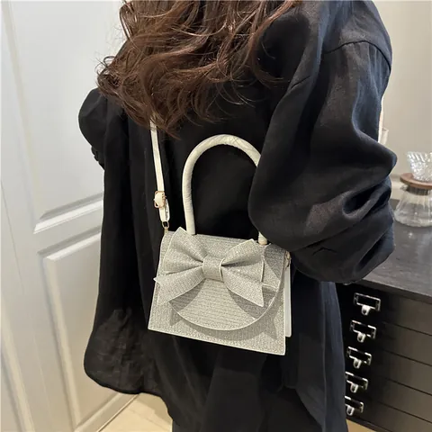 Sparkly Glitter Bow Handbag For Women Elegant Sequin Crossbody Bag Fashion Sweet Mini Tote Evening Shoulder Bag Luxury Bag