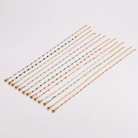 Cavigliera in Acciaio Inossidabile 304 Con Perle in Smalto Colorato Per Donna Stile Dopamina Catena Da Piede Regolabile Regalo