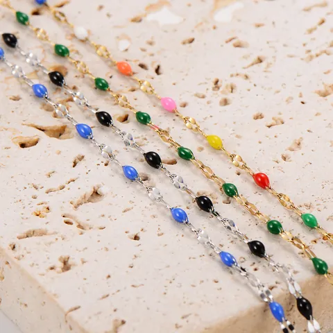 Cavigliera in Acciaio Inossidabile 304 Con Perle in Smalto Colorato Per Donna Stile Dopamina Catena Da Piede Regolabile Regalo