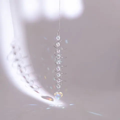 3D Crystal Suncatcher Spiral Stabilizer Rainbow Maker Hanging Wind Chime Decoration Heart Teardrop Leaf Prism Pendant