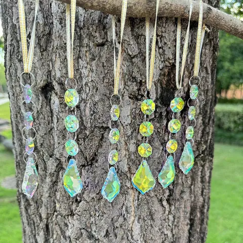 Acchiappasole in Vetro di Cristallo Cangiante Ornamenti Appesi per Albero di Natale Pendagli a Foglia d'Acero per Decorazione Casa e Giardino