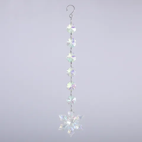 Acchiappasole Fiocco di Neve in Cristallo K9 Iridescente Decorazione Sospesa Albero di Natale Ciondolo Prisma Arcobaleno Perla Sfaccettata