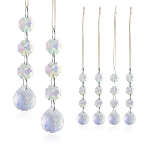 Iridescent Crystal Glass Suncatcher Hanging Prism Pendant Chandelier Beads For Window Home Garden Wedding Christmas Decor