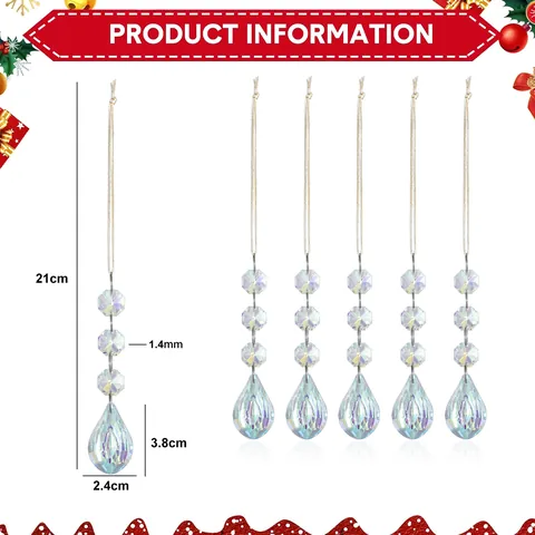 Colgantes Atrapasol de Cristal de Vidrio Prisma de Gota Galvanoplastia Irisada Cuentas Octogonales Adornos Colgantes Para Boda Navidad Hogar