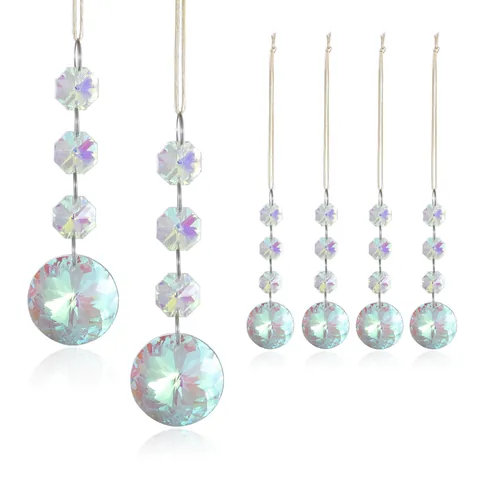Atrapasol de Cristal de Vidrio Color Aurora AB Colgante de Bola de Prisma Adorno Colgante Creador de Arcoíris para Ventana Hogar Jardín Navidad Boda