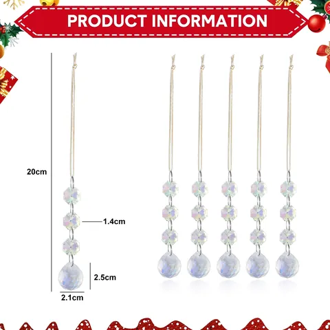 Iridescent Crystal Glass Suncatcher Hanging Prism Pendant Chandelier Beads For Window Home Garden Wedding Christmas Decor