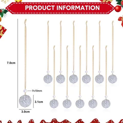 Ornement de Boule Suspendue en Strass Blanc Pour Décoration de Sapin de Noël Mariage Fête Pendentif en Perle de Cristal Étincelant