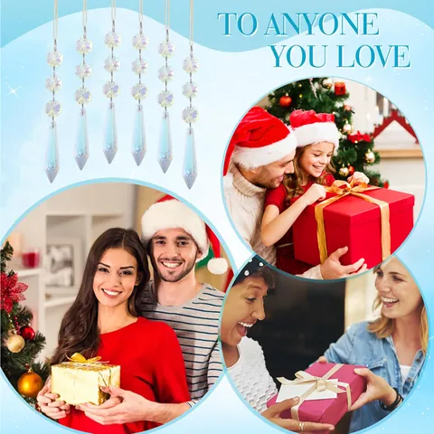 Glass Crystal Hanging Prism Pendants AB Aurora Color Suncatcher Beads For Christmas Tree Wedding Party Home Window Decoration